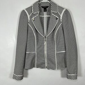 White House Black Market WHBM Front Zip Stretch Peplum Blazer Jacket Size 4